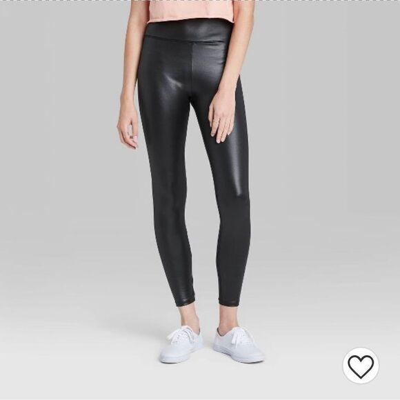 Women's High-Waisted Black Liquid Shine Leggings S New NWT - Picture 1 of 7